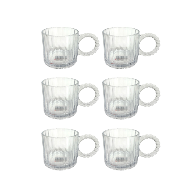 Coffee and tea glasses with handle | set of 6