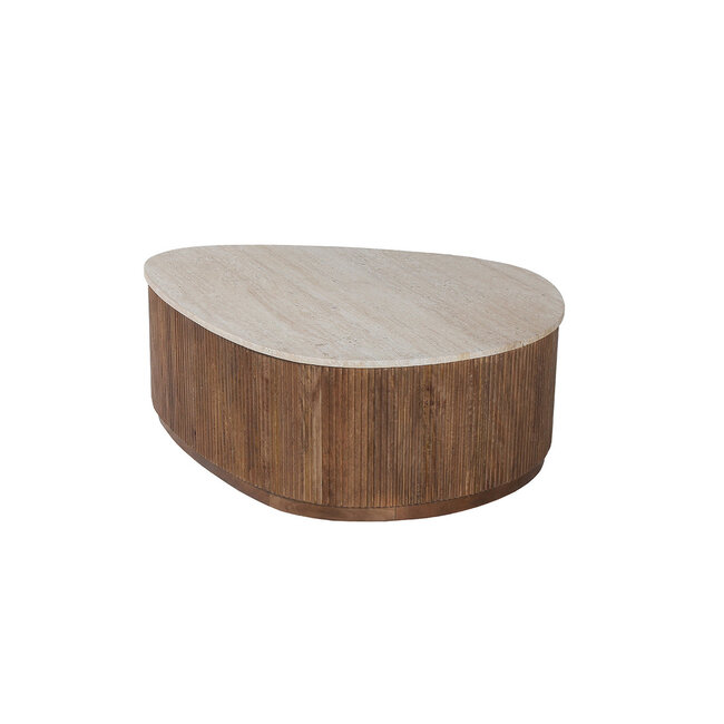 / Salontafel 100 cm Mango hout met Travetin Beige (1c)