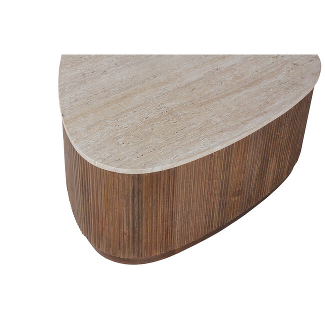 / Salontafel 100 cm Mango hout met Travetin Beige (1c)