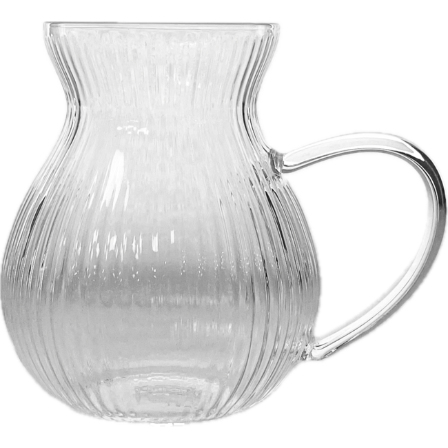 Round ribbed tea glasses with handle | set of 6