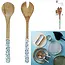 Blue salad servers with pattern