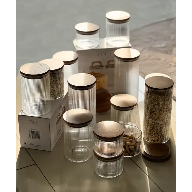 Zoha Stripe storage jar 450 ml set of 2