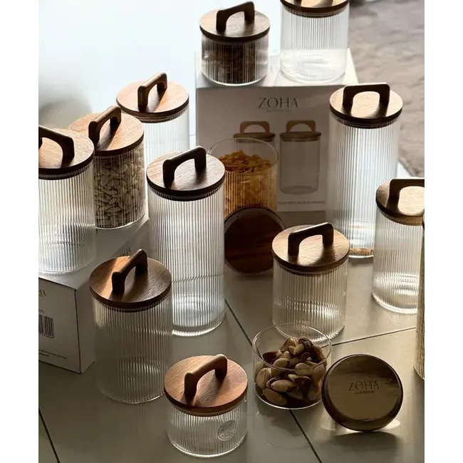 Zoha Stripe saplı saklama kabı 2'li set 450 ml