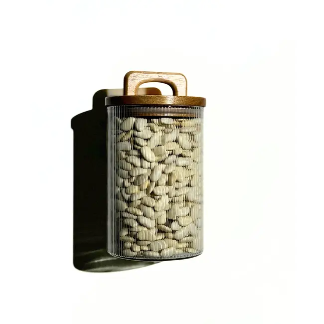 Zoha Stripe storage jar with handle 1000 ml set of 2