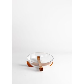 Glass bowl with acacia wood 21 cm