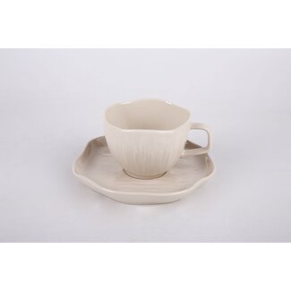 Cermico beige thee-/koffieset 12-delig