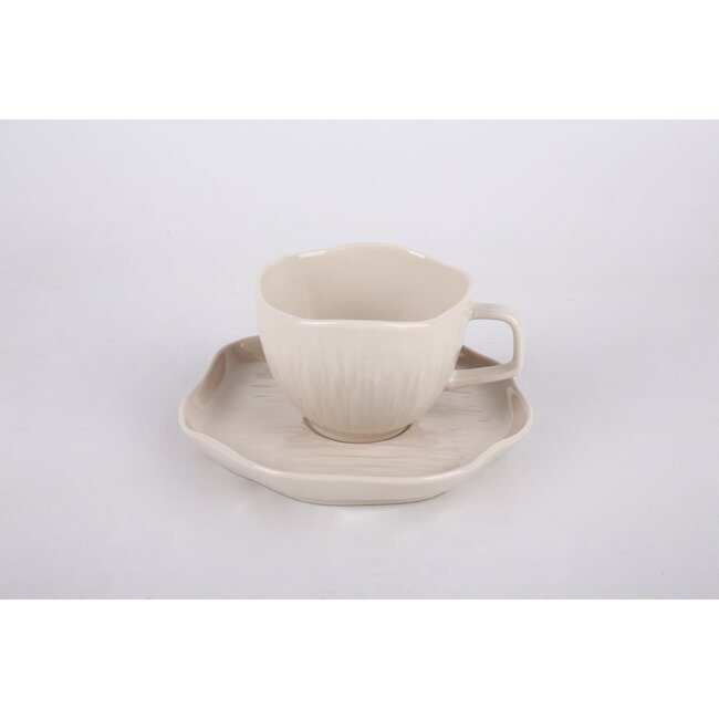 Cermico beige thee-/koffieset 12-delig