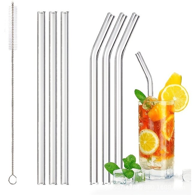 Glazen rietjes set van 6