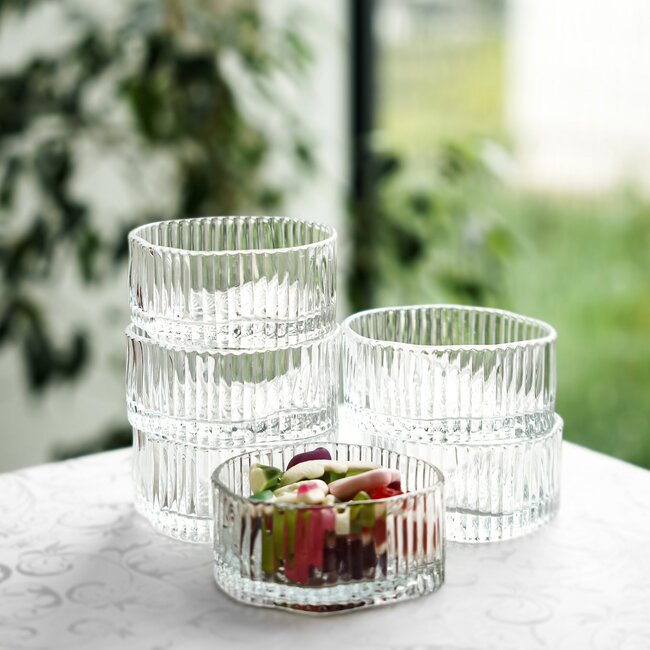 Organic ribbed glass bowls – 6-piece set