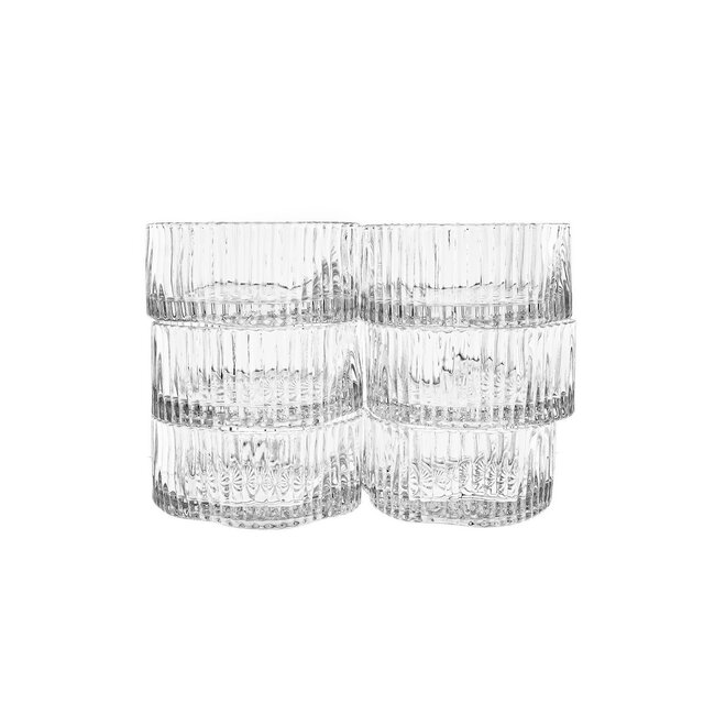 Organic ribbed glass bowls – 6-piece set