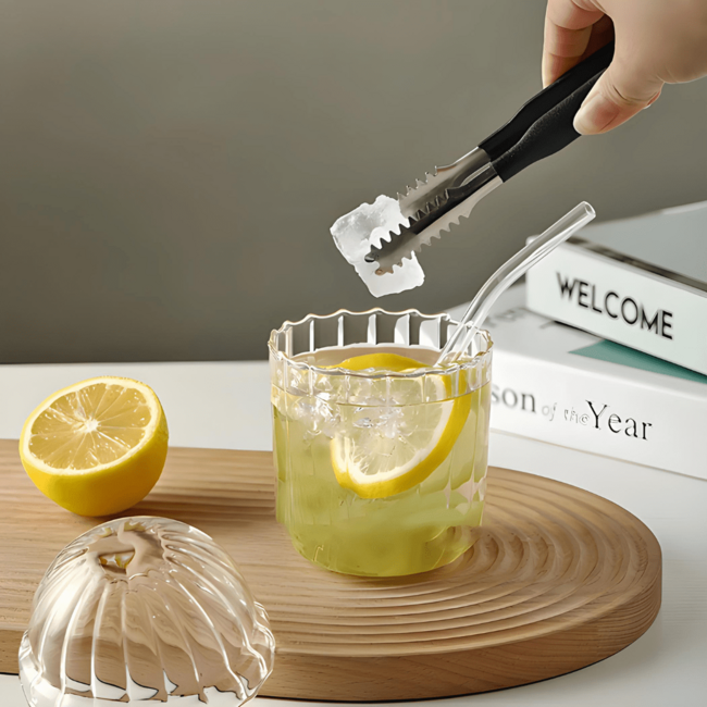 Drinking Glass with Glass Straw & Lid