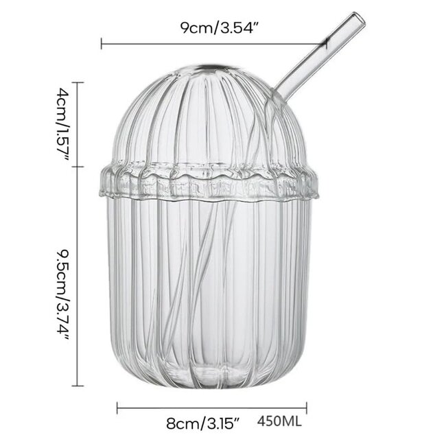 Cam pipetli ve kapaklı içme bardağı