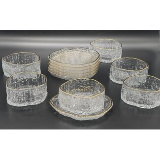 Organische glazen schalen met onderborden – Gold