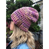Beanie Paars/Geel/Bruin