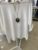 MADE IN ITALY LINEN MIX TOP WITH NECKLACE