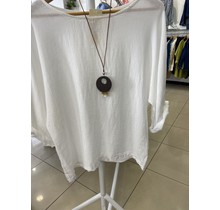 MADE IN ITALY LINEN MIX TOP WITH NECKLACE