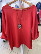 MADE IN ITALY LINEN MIX TOP WITH NECKLACE