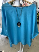 MADE IN ITALY LINEN MIX TOP WITH NECKLACE