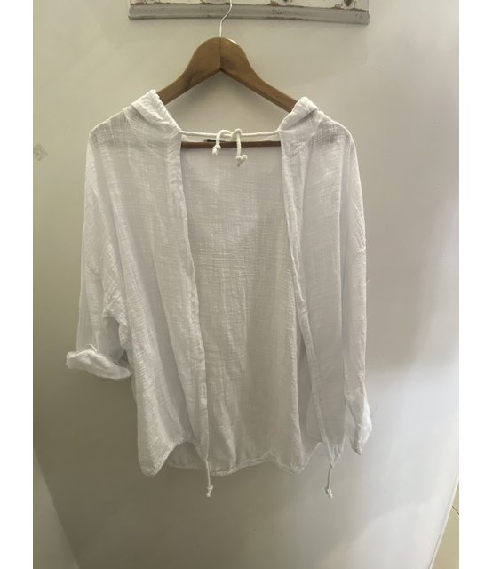 MADE IN ITALY LINEN  MIX JACKET WITH HOOD