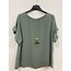Iris Firenze IRIS FIRENZE GREEN FRILL SLEEVE TOP WITH GOLD CHAIN