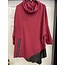 LUX LUNA COWL NECK ZIP DETAIL PU EFFECT TUNIC