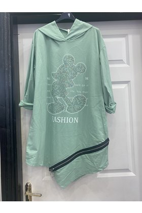 NEW STYLE MICKEY HOODED ZIP TUNIC