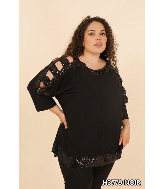 GRANDE TAILLES COLD SHOULDER SEQUINS TOP 3461 GRANDE TAILLES COLD SHOULDER SEQUINS TOP 3461