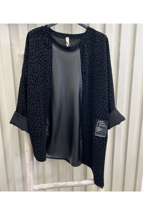 MADE IN ITALY PU/VELOUR TOP 6070