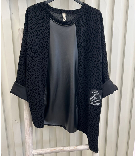 MADE IN ITALY PU/VELOUR TOP 6070