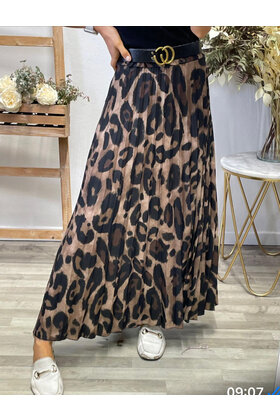 JAINSON BELTED LEOPARD PRINT SKIRT 2815