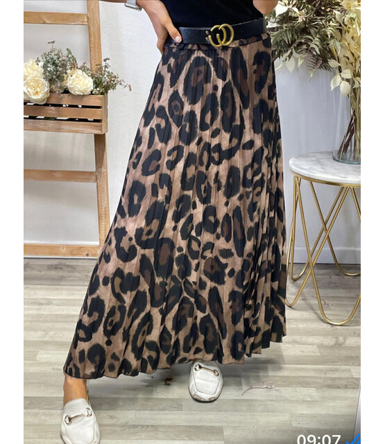 JAINSON BELTED LEOPARD PRINT SKIRT 2815