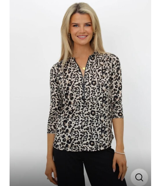 KATE & PIPPA LEOPARD ZIP TOP 2769