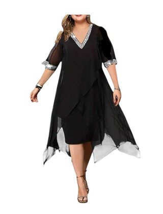 ITALY MODA V-NECK SPARKLE DRESS 1350