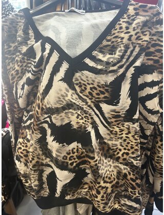 MADE IN ITALY V-NECK LEOPARD TOP 4779