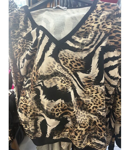 MADE IN ITALY V-NECK LEOPARD TOP 4779