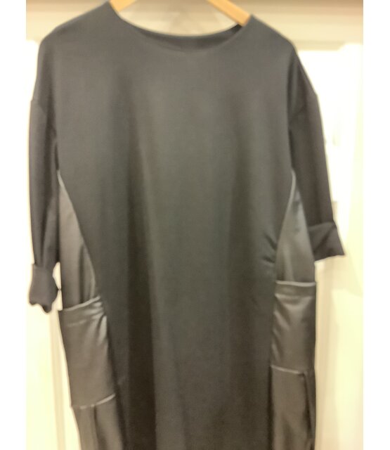 PINK BLACK DRESS WITH LEATHER SIDE 9709