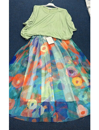 MADE IN ITALY ELASTIC WAIST LONG SKIRT 4356