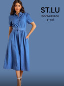 EWINKER SHORT SLEEVE DENIM SHIRT DRESS 8451 EWINKER SHORT SLEEVE DENIM SHIRT DRESS 8451