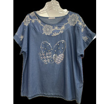 NEW COLLECTION DENIM EMBROIDERED TOP 132