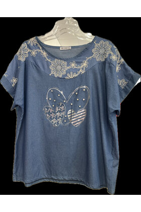 NEW COLLECTION DENIM EMBROIDERED TOP 132