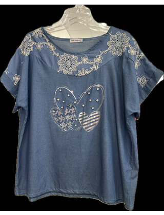 NEW COLLECTION DENIM EMBROIDERED TOP 132