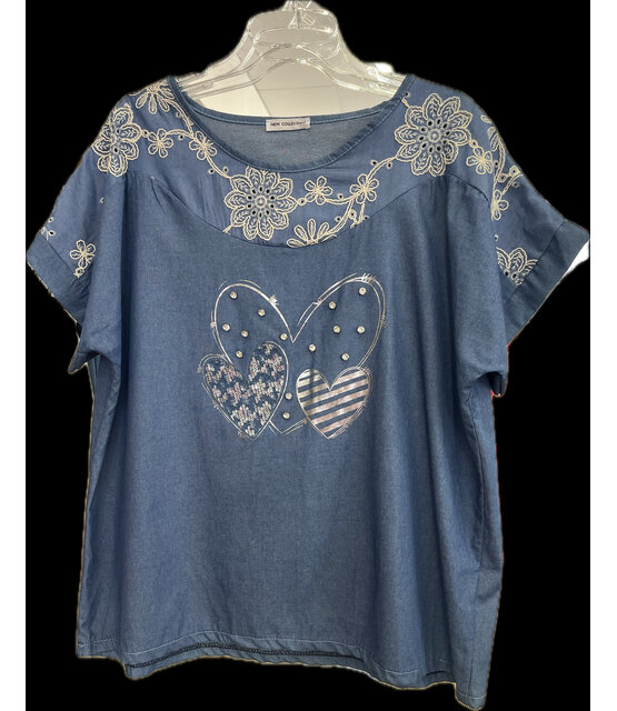 NEW COLLECTION DENIM EMBROIDERED TOP 132