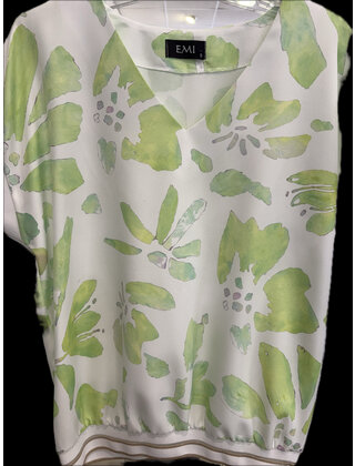 EMI PRINT V-NECK PRINT TOP 2222