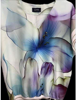 EMI PRINT V-NECK PRINT TOP 1069