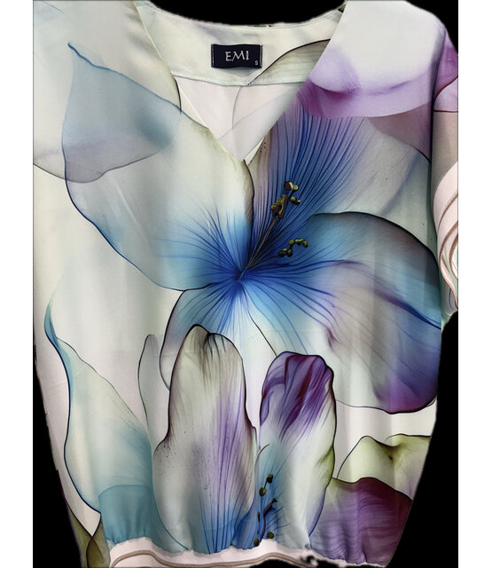 EMI PRINT V-NECK PRINT TOP 1069