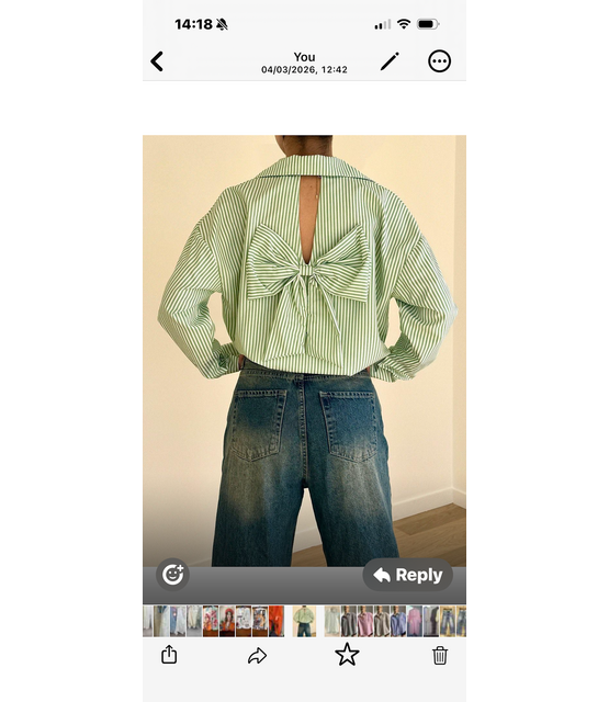 ROSY DAY STRIPE SHIRT WITH BOW 6978