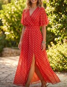 LATINO POLKA DOT LONG DRESS 3216