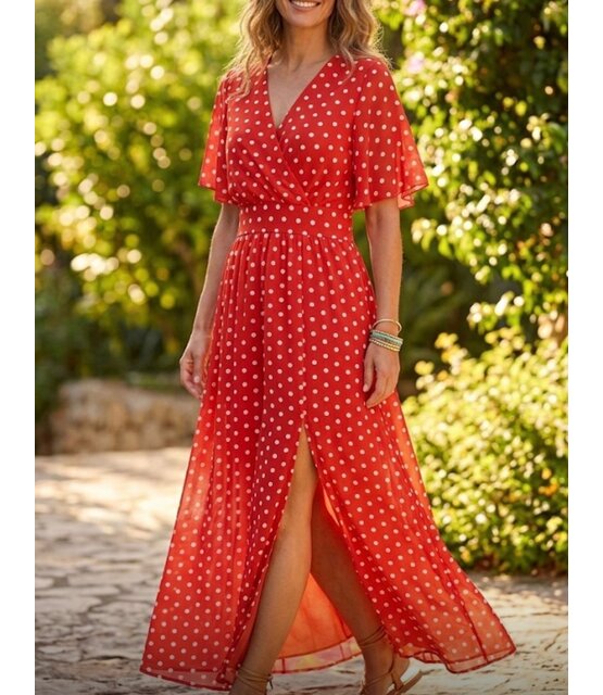 LATINO POLKA DOT LONG DRESS 3216