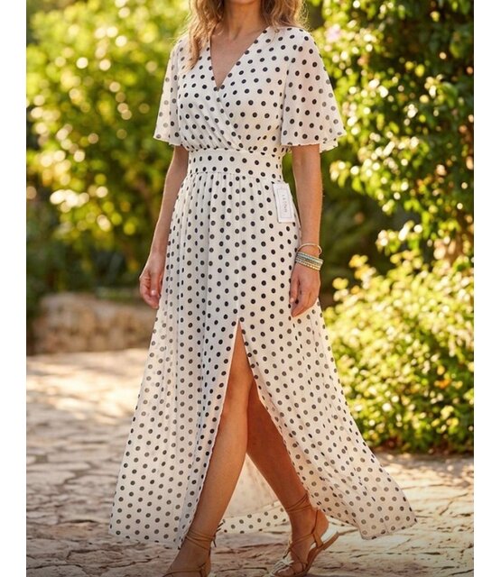 LATINO POLKA DOT LONG DRESS 3216