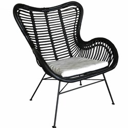 Zwarte Rotan Egg Chair - 70x76x90 cm
